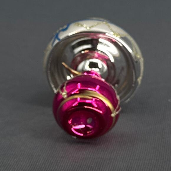 Vtg Italian Glass Lamp Ornament 5" Ivory Pink Blue Gold Bird Charm Christmas 60s - Picture 4 of 16